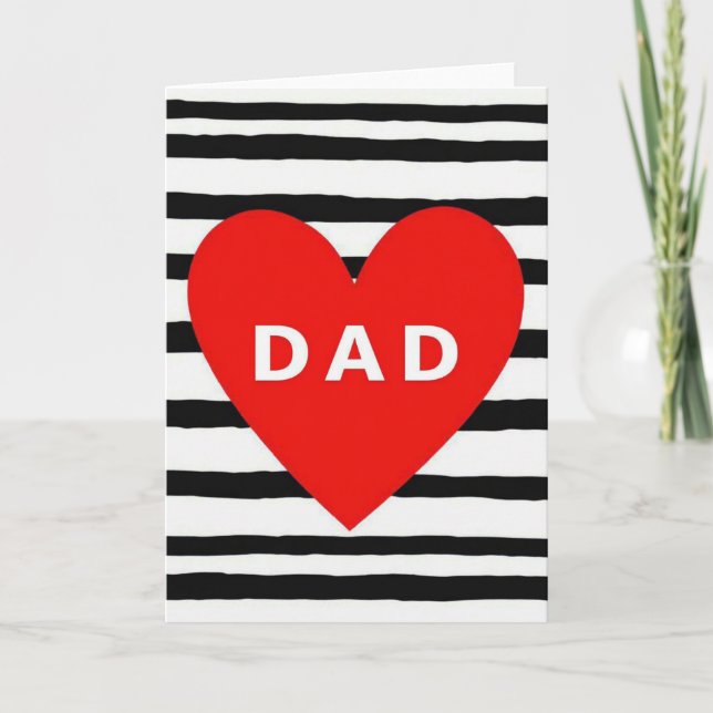 Fathers Day Dad Striped Heart Card (Front)
