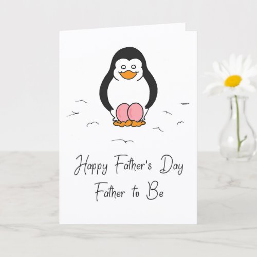Father's Day Dad to Be of Twin Girls Cute Penguin  Card
