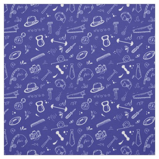 Fathers Day Dad Tools Items on Blueprint Blue Fabric