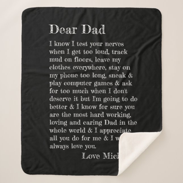 Fathers Day Dad Typography Letter Personalized Sherpa Blanket (Front)