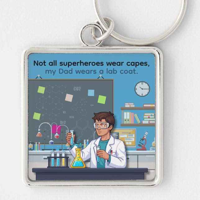 Father's Day Dad Wears A Lab Coat Keychain (Front)