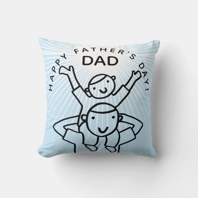 Father's Day Dad with Child Cartoon Throw Pillow (Front)