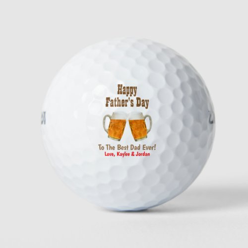 Fathers Day Dad Worlds Best Ever Beer Cheers Golf Balls