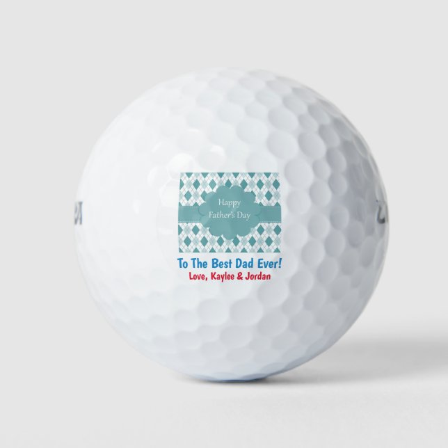 Father's Day Dad World's Best Ever From the Kids Golf Balls (Front)