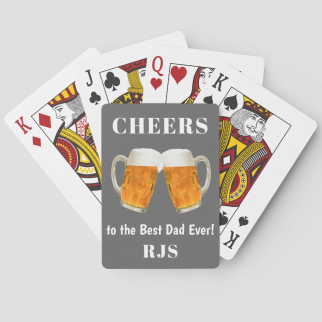 Father's Day Dad World's Best Ever Monogram Poker Cards (Back)