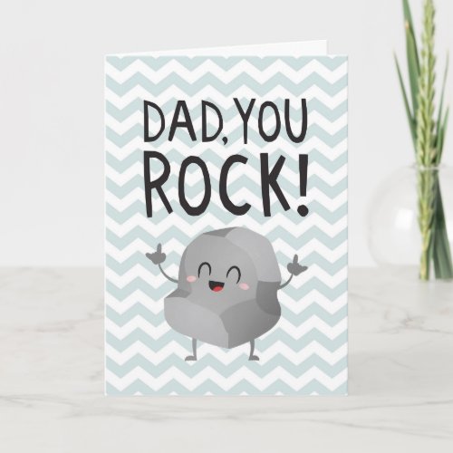 Fathers Day Dad you rock funny kawaii cute rock Card