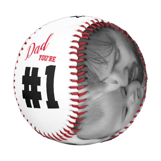 Father's Day Dad You're Number 1 Custom Photo Baseball (Angled)