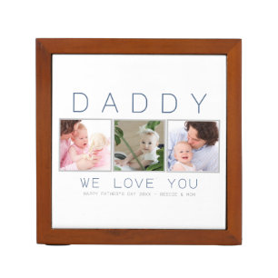 Father's Day Daddy 3 Photo Custom Desk Organizer