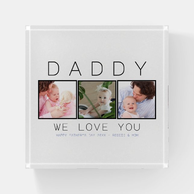 Father's Day Daddy 3 Photo Paperweight (Front)