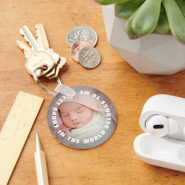 Father's Day Daddy Belongs To Me Photo Keychain (Desk)