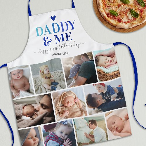 Fathers Day Daddy  Me Photo Collage Apron