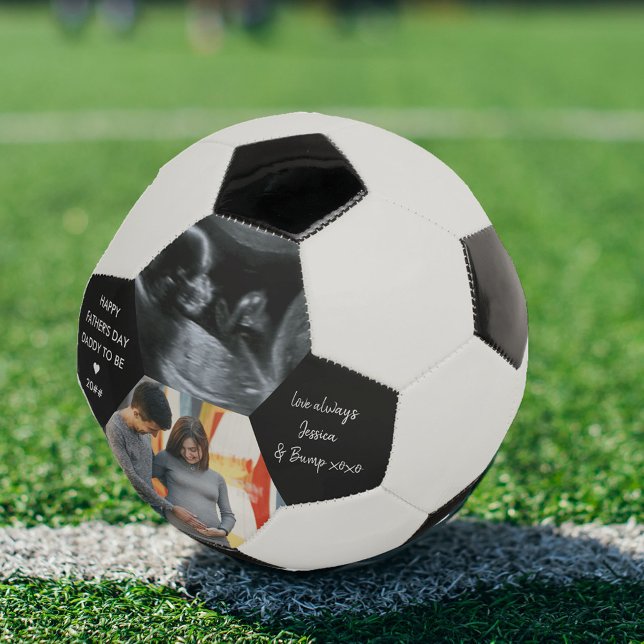Fathers Day Daddy to Be 2 Photo Personalized Soccer Ball (Creator Uploaded)
