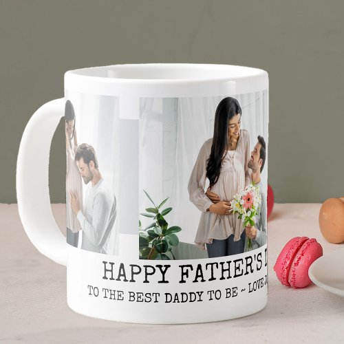Fathers Day Daddy to Be 3 Photo Grey Giant Coffee Mug