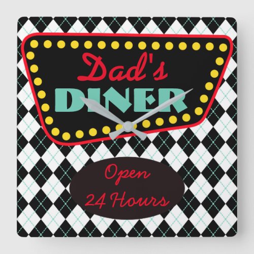 Fathers Day Dads Diner Kitchen Wall Clock Gift