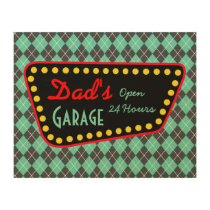 Father's Day Dad's Garage Wood Canvas Gift