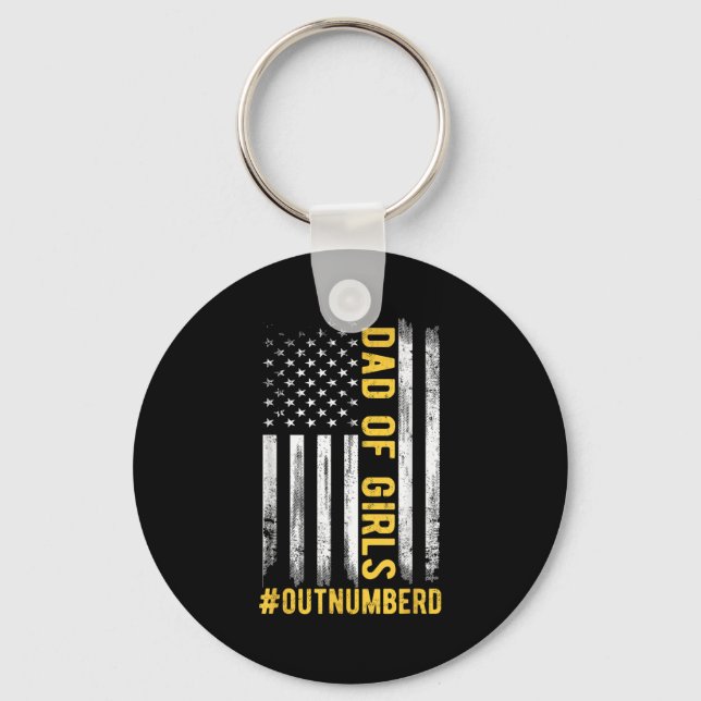 Father's Day Daughter Xmas Dad Of Girls Outnumbere Keychain (Front)