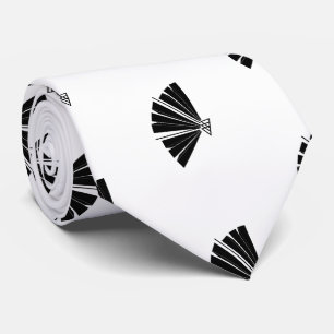 Father's Day Decorative Black White Fan Neck Tie
