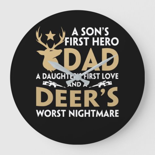 Fathers Day Deer Hunting Large Clock