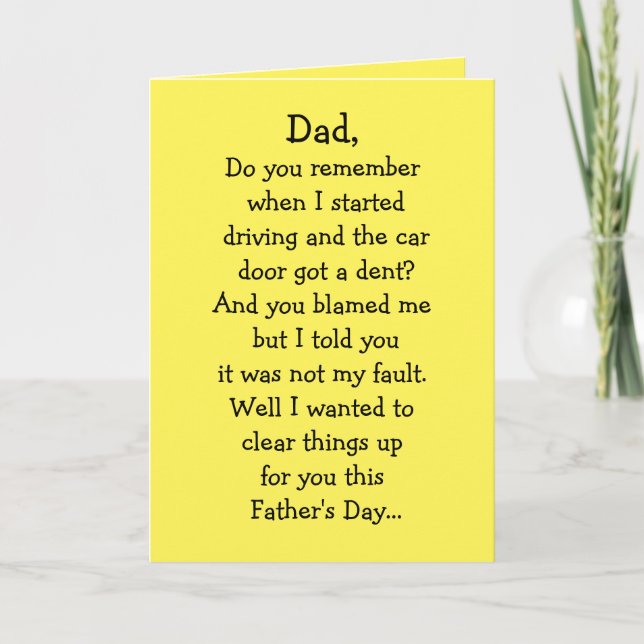 Father's Day Dented Car Card (Front)
