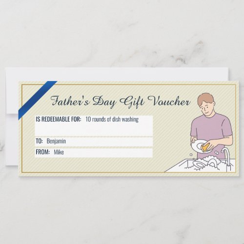 Fathers Day Dish Washing Gift Voucher Card