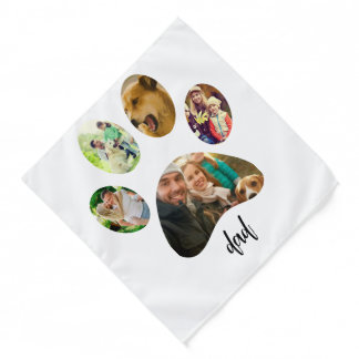 Fathers Day Dog Dad | 5 Paw Print Photo Collage Bandana