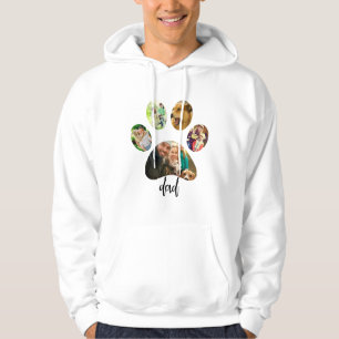 Fathers Day Dog Dad 5 Paw Print Photo Collage Hoodie