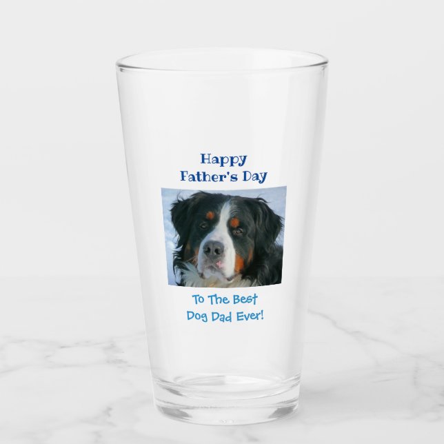 Father's Day Dog Dad Best Ever Pet Photo Beer Pint Glass (Front)