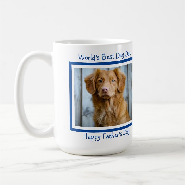 Father's Day Dog - Pet Photo - Best Dog Dad Coffee Mug (Left)