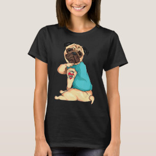 Father's Day Dog Pug I Love Dad Tattoo T-Shirt