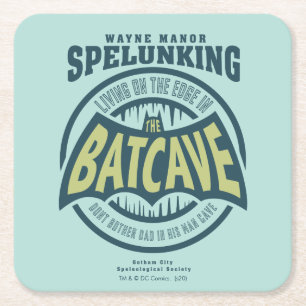 Father's Day   Don't Bother Dad In His Batcave Square Paper Coaster