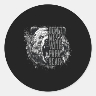 Father's Day Don't Mess With Papa Bear Classic Round Sticker