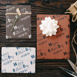 Father&#39;s Day Doodle Typography Terracotta Set of 3 Wrapping Paper Sheets
