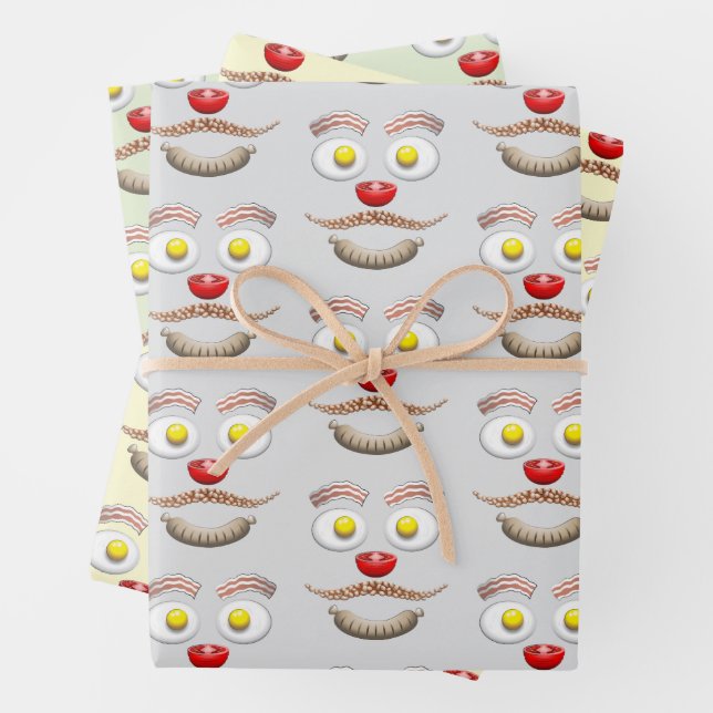 Father's Day English Breakfast Wrapping Paper Sheets (In situ)