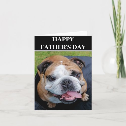 Fathers Day English Bulldog card _ Happy Bulldog