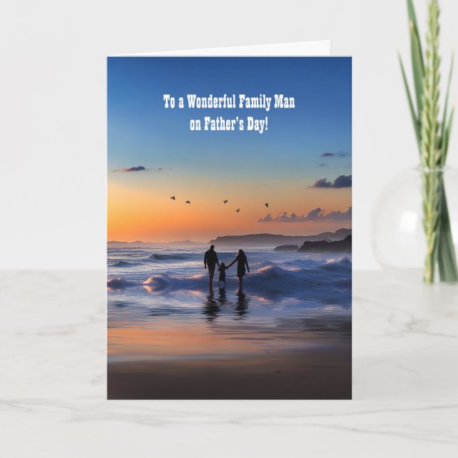 Fathers Day Family Man with Wife and Child Card (Front)