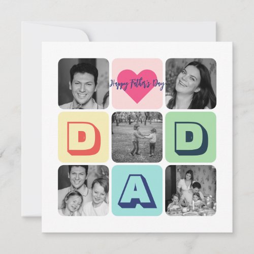 Fathers Day Family Photo Grid Dad Picture Collage Holiday Card