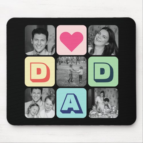 Fathers Day Family Photo Grid Dad Picture Collage Mouse Pad