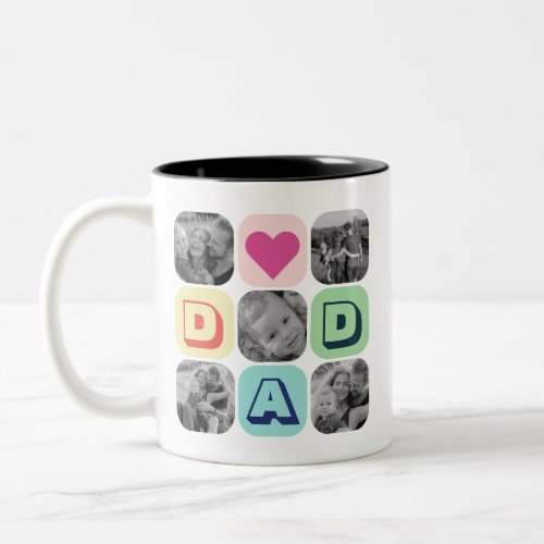 Fathers Day Family Photo Grid Dad Picture Collage Two_Tone Coffee Mug