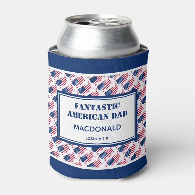 Father's Day FANTASTIC AMERICAN DAD Personalized Can Cooler (Can Front)