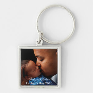 father's day father kissing infant tender sweet keychain