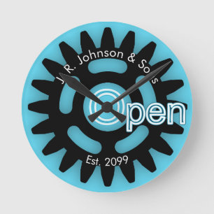 Father's Day Father & Sons Mechanics Open Est.  Round Clock