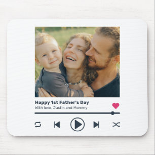 Father's Day Favorite Song Music Player Dad Photo Mouse Pad