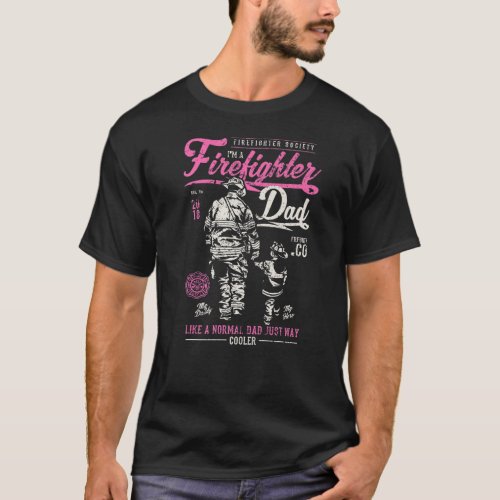 Fathers Day Firefighter Vintage Retro Daughter Gif T_Shirt