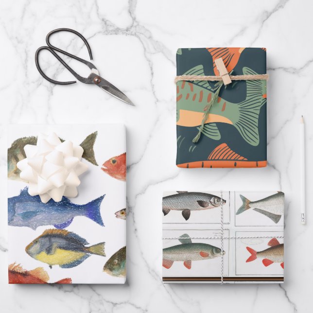 Father's Day Fish Wrapping Paper Sheets (Front)