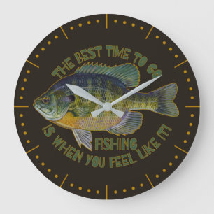 Father's Day Fishing Blue Gill Quote Large Clock