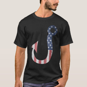 Fathers Day Fishing Flag Fish Hook T-Shirt