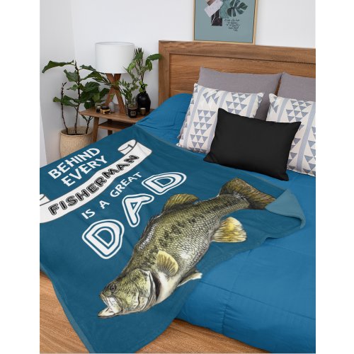 Fathers Day Fishing Great Dad Largemouth Bass Fleece Blanket