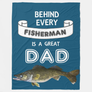 Father's Day Fishing Great Dad Walleye Fleece Blanket