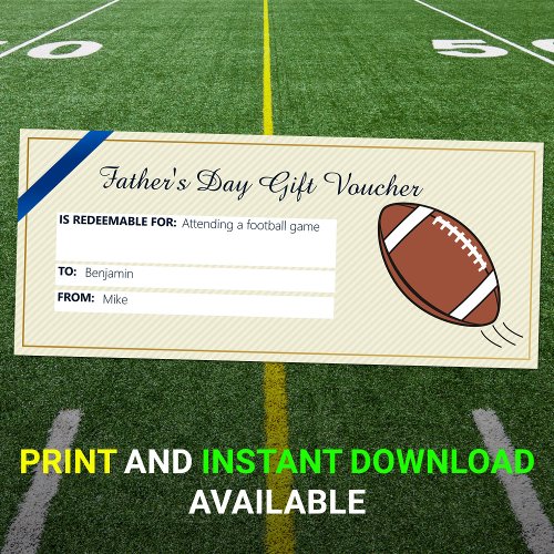 Fathers Day Football Game Gift Voucher Card