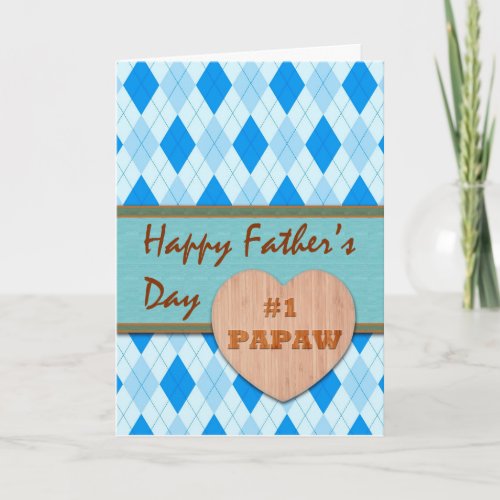 Fathers Day for 1 Papaw Argyle Design Card